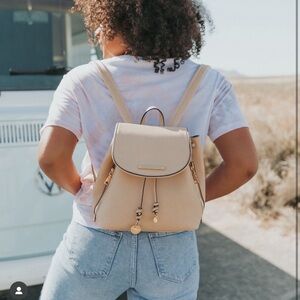 Poppy & Peonies Cream Backpack with Adjustable Straps